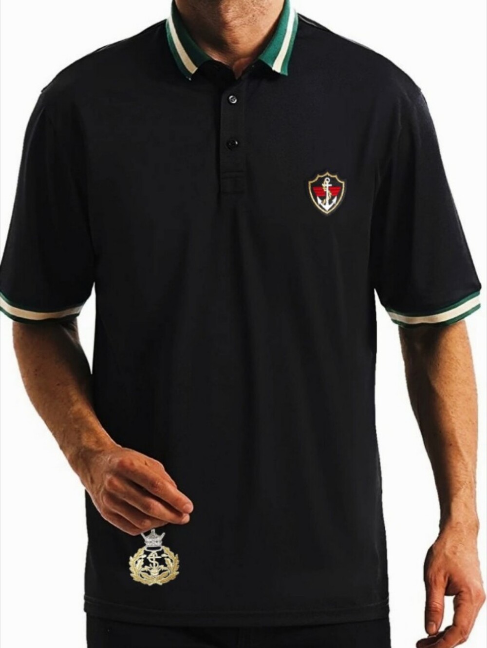 2XL, Men Yachting Nautical Sailing Marina Maritime Polo Style Shirt. Dry Wicking